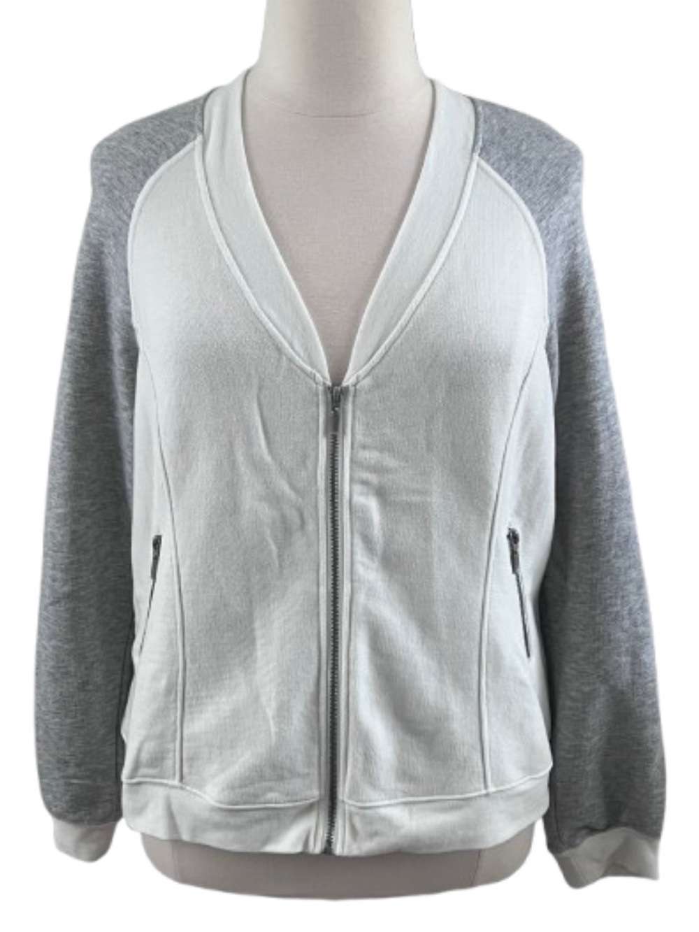 V-Neck Zippered Knit Jacket